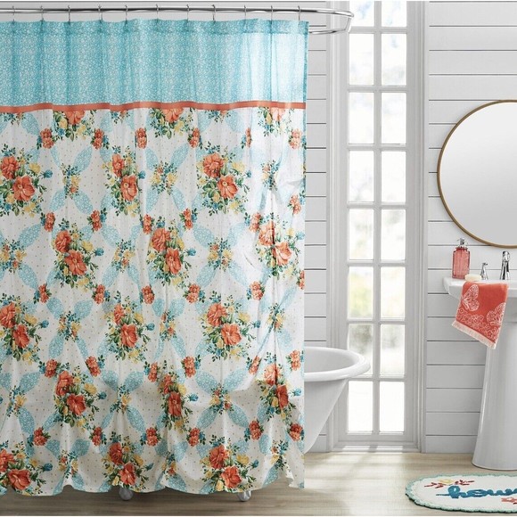 The Pioneer Woman Other - The Pioneer Woman Shower Curtain Vintage Floral Cotton 72" Accent Knots